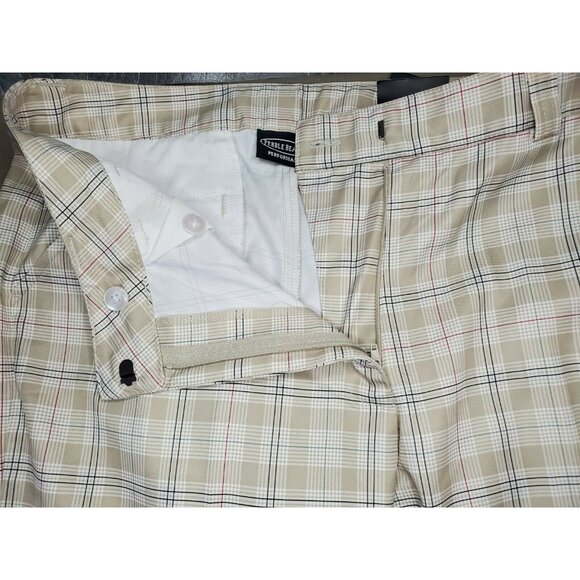 Pebble Beach Performance Size 10 Long Beige Plaid Shorts, Lightweight Polyester - Picture 11 of 11
